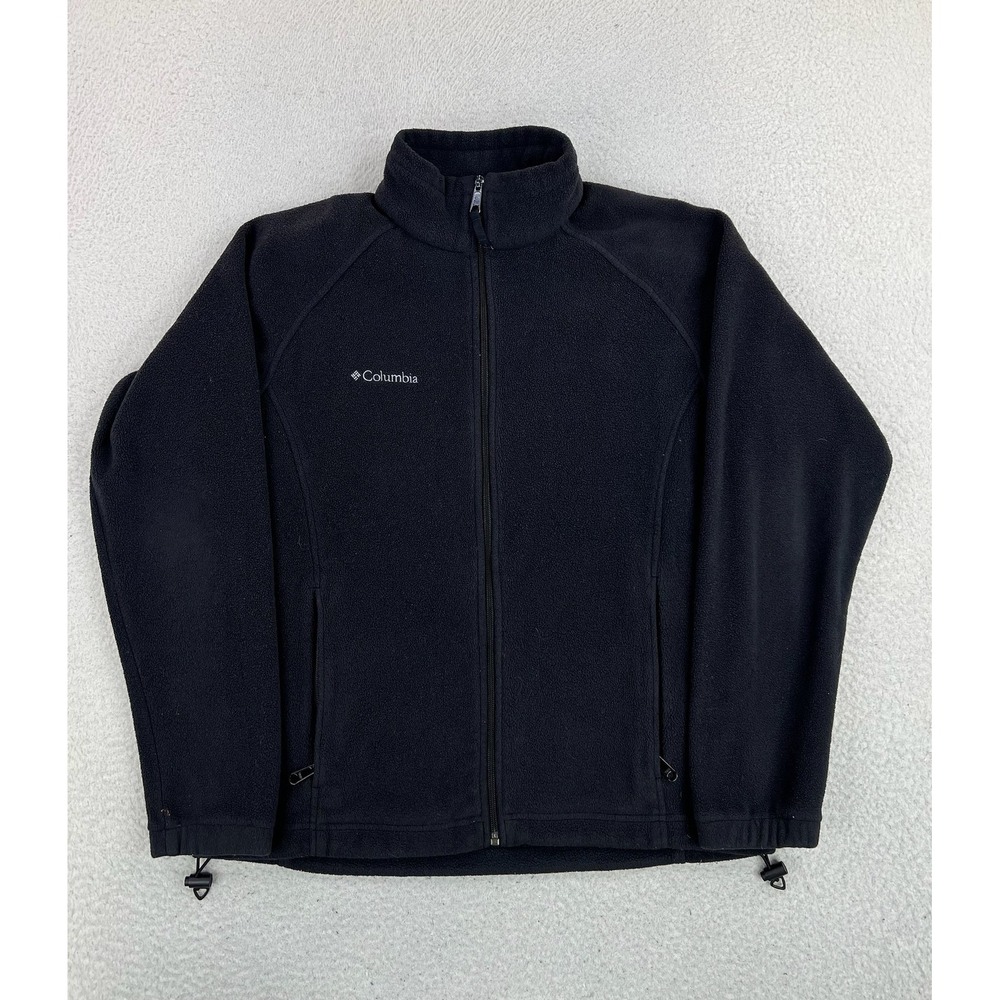 Columbia Fleece Jacket Womens Large Black Full Zip Soft Pockets Outdoor